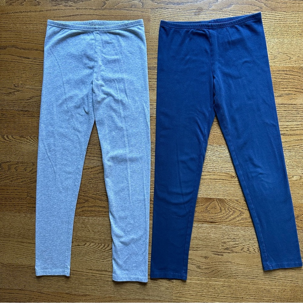 Bundle of 2 Girls Old Navy leggings size X-Large 14 color navy blue and gray